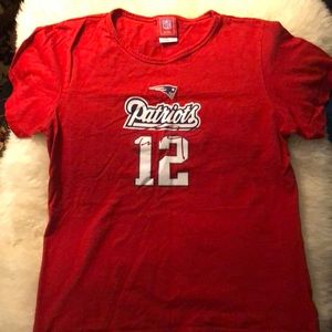 Patriots NFL for her red Tom Brady 12 red t-shirt